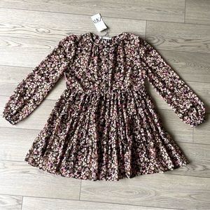 Zara Floral Chiffon Long Sleeved Mini Dress